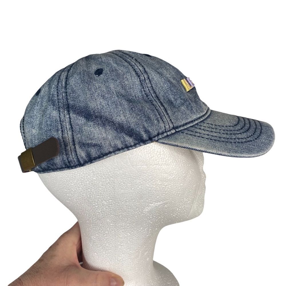 Blessed Ball Cap Pastel Rainbow Acid Wash Denim Look Blue Adjustable Strapback - Picture 3 of 15